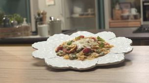 Farfalle pecorino e fave